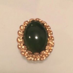14k gold vintage jade pendant slide.